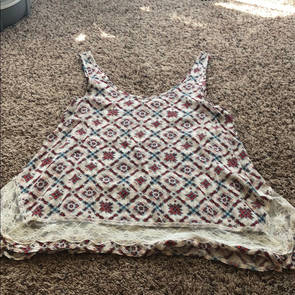 oversized baby doll tank top with lace detail